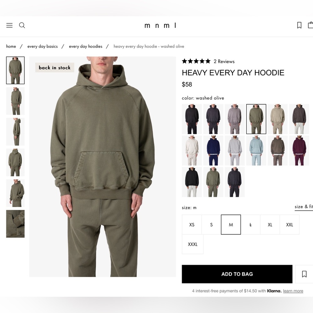 Men's Washed Olive Hoodie by MNML